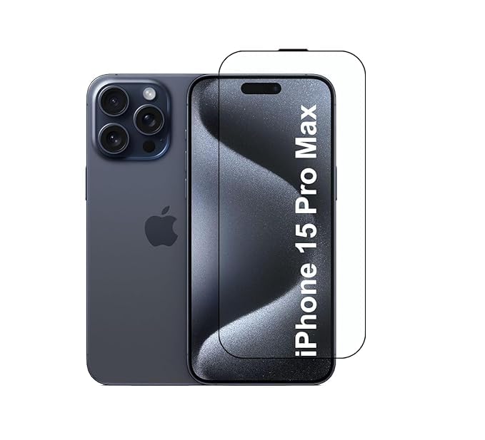 Image of Tempered Glass Screen Protector Compatible For Apple iPhone 15 Pro Max with Edge to Edge Coverage and with Easy Installation Kit