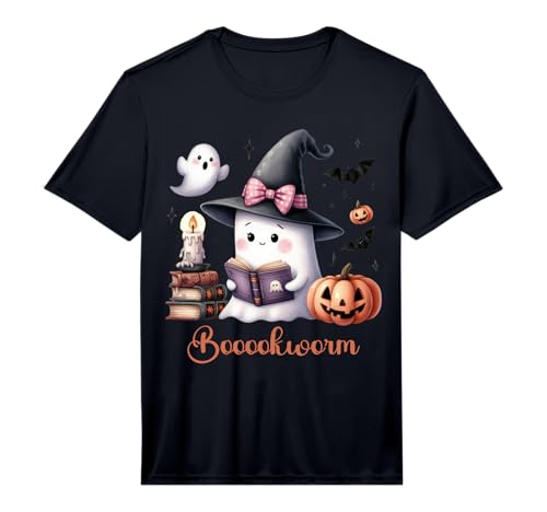 Ghost Reading Book Coquette Bow Halloween Girl Toddler Kid Performance T-Shirt