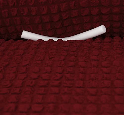 Image of House of Quirk Turkish Bubble Frill Five Seater 3 + 1 + 1 Sofa Slipcovers 280 GSM, Durable Washable Universal Triple Seater High Elastic Furniture Protector ((Maroon))