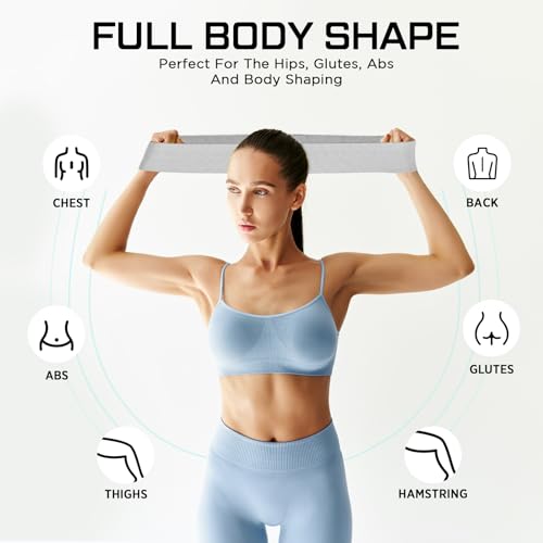 Image of 12 Pcs Fabric Resistance Bands for Working Out Non-Slip Booty Exercise Loop Bands for Women Men Glutes Hip Thigh Butt Yoga Pilates Fitness Gym, Light Medium Heavy