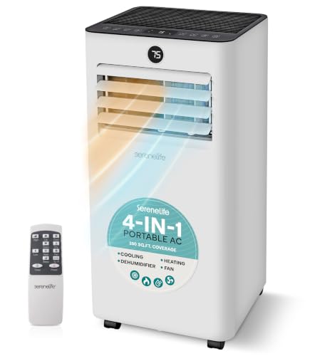 Image of SereneLife 10,000 BTU Portable Air Conditioner and Heater, Small AC with Dehumidifier and Fan, Mini AC Unit with 450 Sq. Ft. Coverage, Includes Remote Control and Window Mount Kit