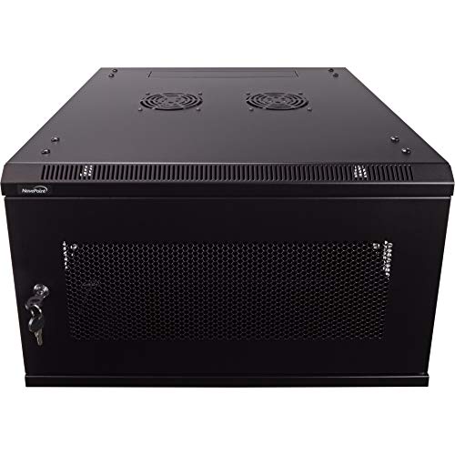 NavePoint 6U Deluxe IT Wallmount Cabinet Enclosure 19-Inch Server Network Rack with Locking Perforated Door 24-Inches Deep Black with/Shelf