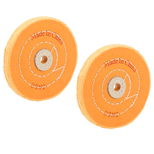 uxcell 5-Inch Cotton Buffing Wheel Polishing for Bench Grinder Tool 1/2-Inch Arbor Hole 2 Pcs