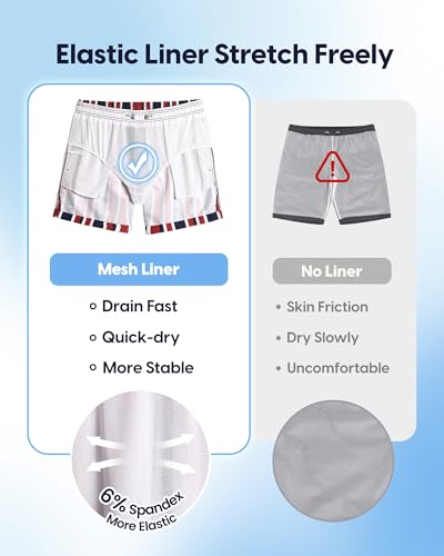 Image of maamgic Mens Swim Trunks 5 Inch with Mesh Lining, Quick Dry Mens Bathing Suit, Swim Shorts for Swimming and Beach