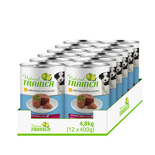 Natural Trainer Medium-Maxi Puppy & Junior - Cibo Umido per Cani con Pollo 12 x 400 g