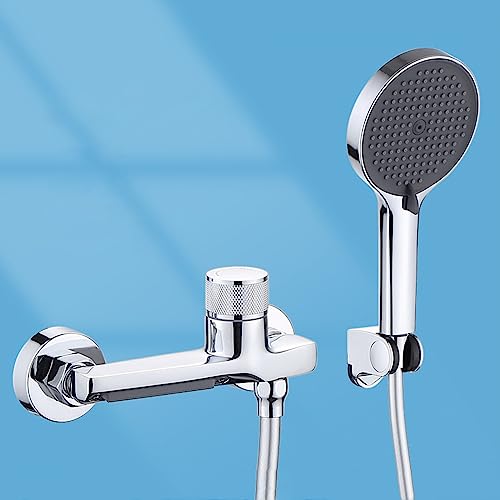 Robinet de Bain Cascade Mural Gris Laiton avec Douchette 3 Modes