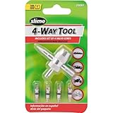 Slime 20088 Valve Tool, 4-Way, Plus Valve Cores for All Types of Tire