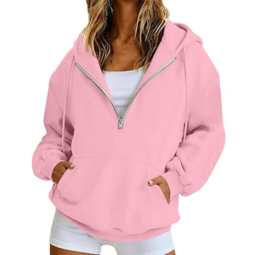 HswsEJ 1/4 Zip Pullover Women Comfort Oversized Fleece Hoodie - image 2