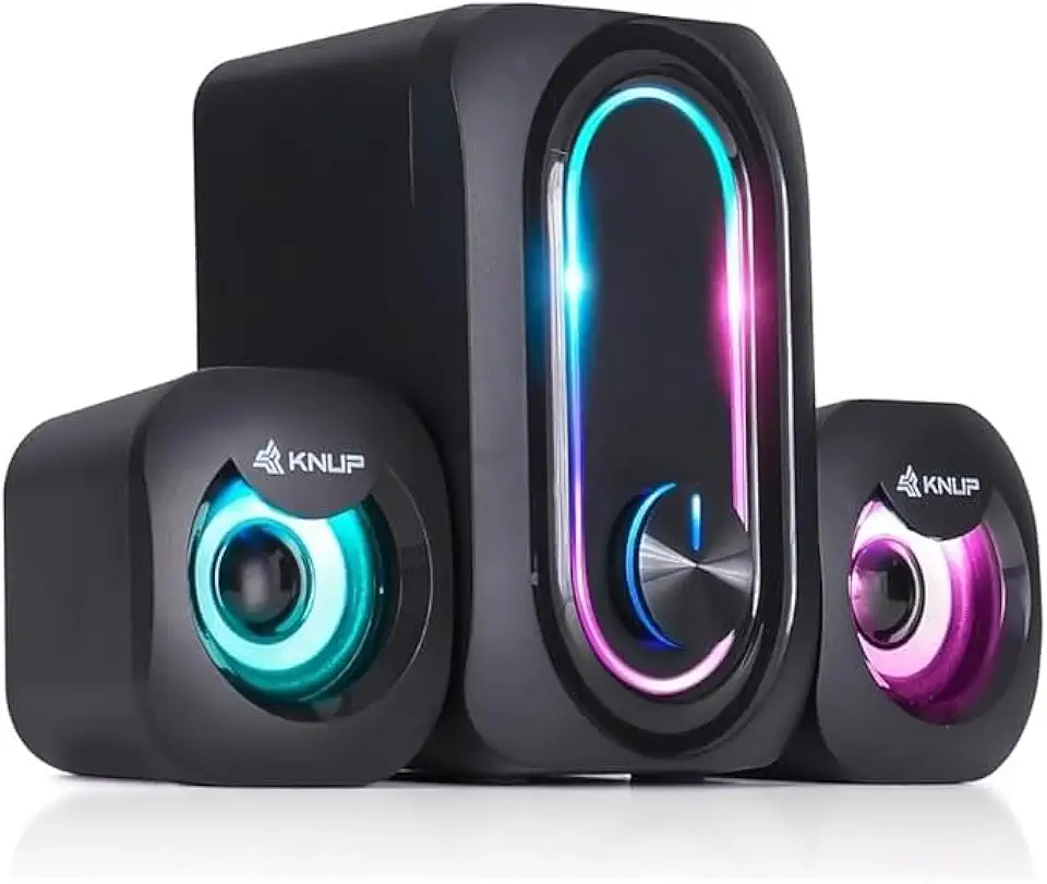 Caixa de Som com Subwoofer Potente 11W RMS Iluminada LED RGB para Pc Notebook Smartphone Consoles de Video Game - P2 (audio) USB (Iluminação)