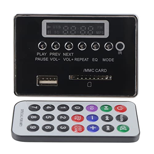 DC12V Bluetooth MP3 Decoder Board Audio Module USB SD TF FM Radio Lossless WMA WAV Amplifier Audio Decoding Player(12V Bluetooth Black Edition)