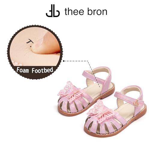Image of THEE BRON Toddler Girls Closed-Toe Sandals Sweet Retro Cutout Summer Dress Shoes