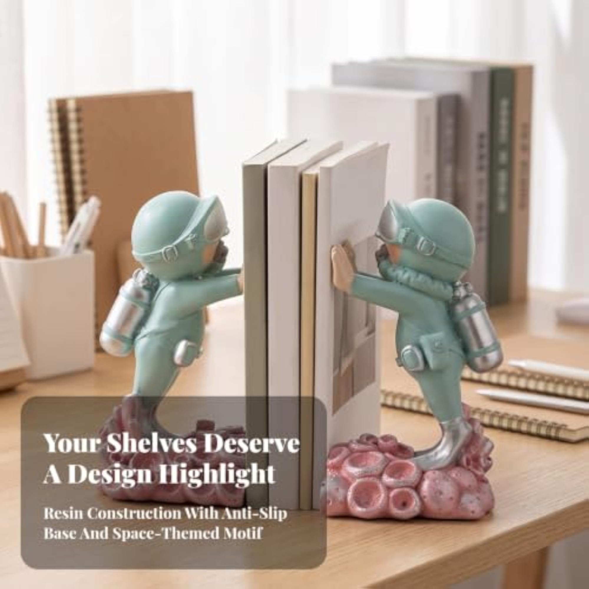 Modern Resin Bookends Stylish Sculpted Bookends Freestanding