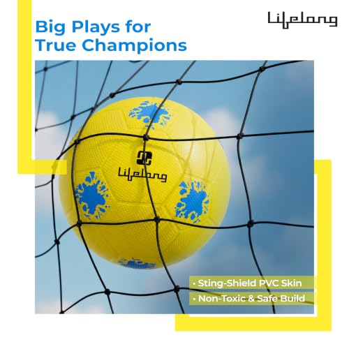 Image of Lifelong Football Lightweight PVC Ball for Kids & Adults, Ideal for Beach, Pool, Indoor & Outdoor Play, Soft Training Football for All Age - Size 5 (Age 13+ Years, Yellow)