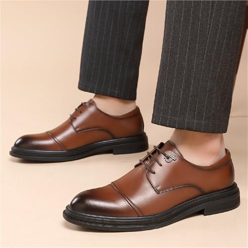 Men's Fashionable Soft Sole Oxfords Business Formal Wedding Dress Shoes Black Comfortable Trendy Youth Casual Genuine Leather3
