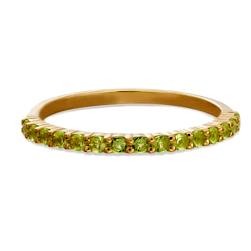 Demi-alliance en argent 925 péridot naturel bague pavé diamants anneau plaqué or femme