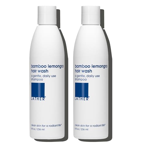 LATHER - Bamboo Lemongrass Hair Wash, 8 fl oz (2-Pack) - Daily Shampoo & Cleanser - Revitalize Hair - Bamboo, Comfrey, Chamomile - Sensitive Skin Safe - Vegan & Cruelty Free - Beauty & Hair Care