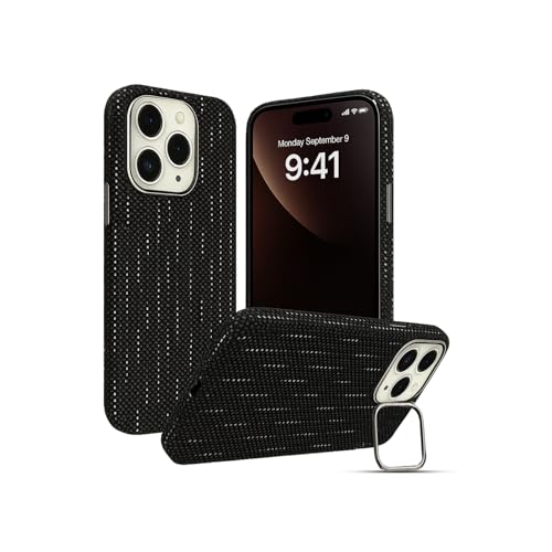 Image of AIBEX Aramid Fiber Mag-Saf Case Compatible for iPhone 16 Pro Max | Slim Protective Back Cover with Built-in Magnets | Wireless Charging Support | Camera Ring Stand | Shockproof with Air Guard Corners