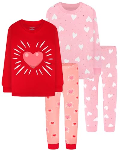 DAUGHTER QUEEN Girls 4 Pieces Cotton Pajamas Size 18 Months-12 Years
