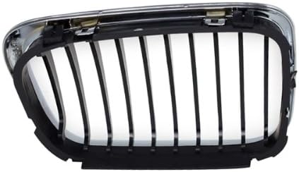 CarPartsDepot Front Grille Driver Sied Grill Chrome Black Compatible With BMW 1999-2000 323i 328i & 2001 325i 325xi 330i 330xi BM1200120-PFM 51138208489