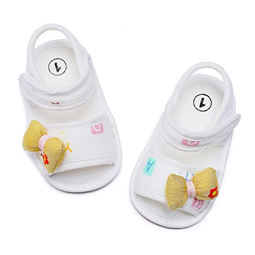 White Sandals For Toddler Girls Bowknot Soft Rubber First Walkers Flats With Ankle Strap Wedding Dress Flats Shoes2
