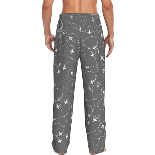 Airplane Routes Around The World Mens Pajama Pants Comfy Lounge Pj Pants Casual Pajama Bottoms3