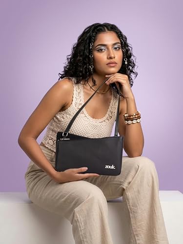 Image of ZOUK Kiya Small Shoulder Bag for Women - Dual-Sided Shoulder Bag with Criss-Cross Design| Handcrafted Purse with Dual Zipper Compartments & Water-Resistant Lining |