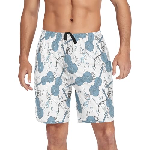 susiyo Violin Men's Pajama Shorts Soft Comfy Pajama Bottoms Lounge Sleep Shorts Sleepwear with Pockets