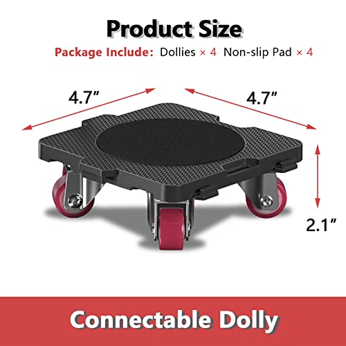 ONEON Add-on 4Pack Connectable Dolly Furniture Movers with 360° Rotating Wheels