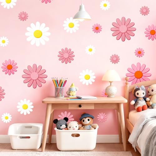 Vinilos Decorativos Flor Margarita Rosa para Pared miniatura 2