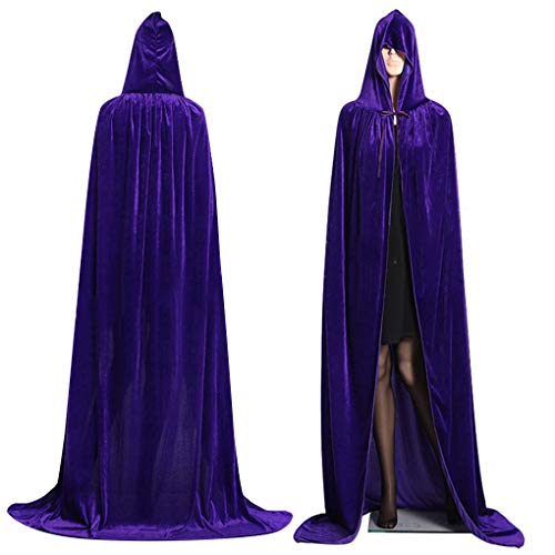 VONKY Costumes Halloween com capuz casaco longo de veludo Cabo Halloween Cosplay Mulheres Homens Wit
