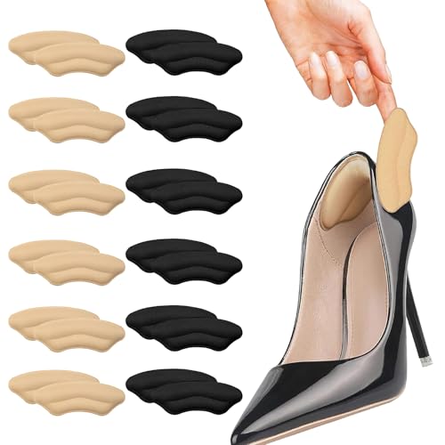 OYIWINMI 12 pares de protectores de talón para zapatos, almohadillas antideslizantes de gel para zapatos demasiado grandes, almohadillas para zapatos de tacón para hombre y mujer para mejorar el
