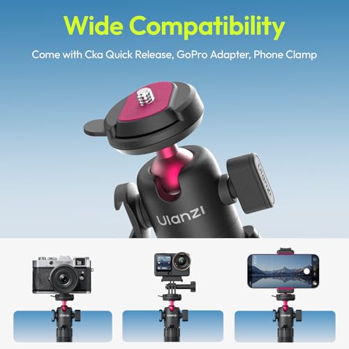 ULANZI MT-91 Flexible Octopus Tripod for Phone, GoPro&Camera, 3‑in‑1 Mini Tripod w Bluetooth Remote, CKA Quick Release w 1/4 Screw, GoPro Adapter, 360 Adjustable for Vlogging, Selfies, Video Recording