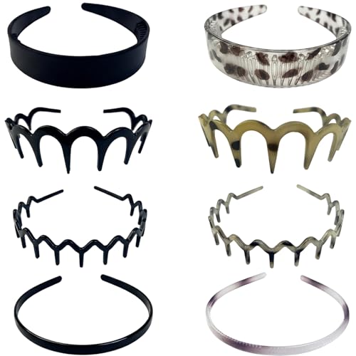 Bandeau cheveux antidérapant lot de 8 serre-têtes plastique homme femme style A