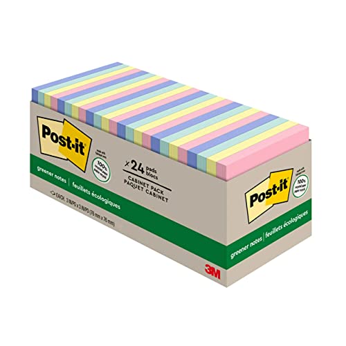 Post-It Greener Notes, 3X3 In, 24 Pads, America's #1 Favorite Sticky Notes, Sweet Sprinkles Collection, Pastel Colors, Clean Removal, 100% Recycled Material (654R-24Cp-Ap) #TOP15
