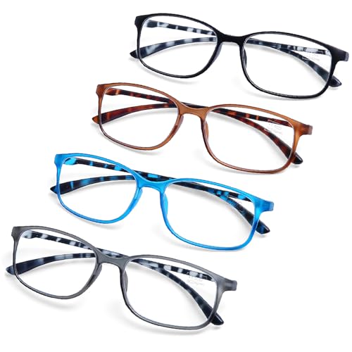 AQWANO Computer Reading Glasses 3.5 Blue Light Block - Comfortable Lightweight TR90 Flexible Frame UV Protection Anti Glare Eye Strain Readers, No Rubber Arms