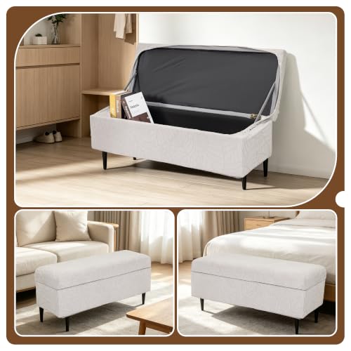 Image of FUANGUI Waterproof Ottoman Cover Slipcovers Rectangular Folding Stretch | Storage Bench Footrest Sofa Stool Covers Footstool Protector with Elastic Bottom, Removable Washable,Small