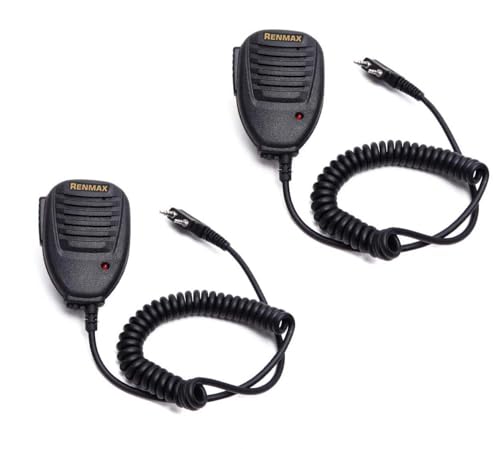 RENMAX PTT Handsfree External Speaker Microphone for Walkie Talkie CB Radio 2-Pin Audio Jack with Clip Black(Pack of 2) RENMAX PTT Handsfree External Speaker Microphone for Walkie Talkie CB Radio 2-Pin Audio Jack with Clip Black(Pack of 2)