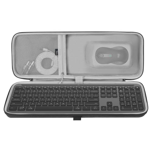 Geekria Keyboard and Mouse Combo Carrying Case, Hard Shell Travel Replacement Case for Logitech MK955 / K950 Signature Slim Wireless Keyboard and Mouse Combo (Dark Grey)