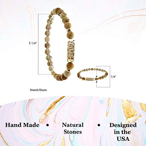 NTLX Inspirational Bracelets for Women – Faith Bracelet – Natural Stone Stretch Message Bracelet – Gift Box Included - Great Gift4