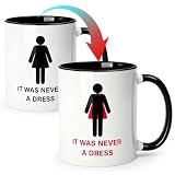 Biching It Was Never a Dress Coffee Mug, 11oz Color Changing Funny Mug, Birthday Gifts for Mom, Wife, Women, Female Friends, Funny Mother Day Gift