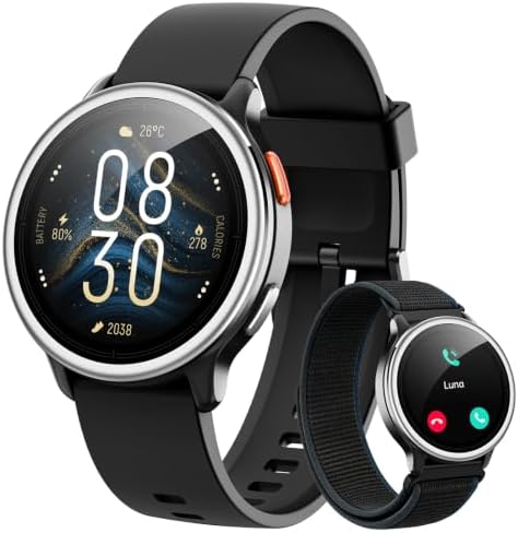 Smartwatch Herren Damen Rund, 1.27" Smart Watch mit Telefonfunktion/Whatsapp,Uhren Damen mit Pulsuhr Schlafmonitor Schrittzähler Uhr,120+ Sportmodi 3ATM Wasserdicht,Fitnessuhr für