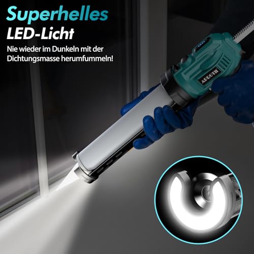 APROTII Akku-Kartuschenpresse Kompatibel mit Makita 18V Akkus, LED-Licht, Elektrische Silikonpistole für 300 ml-Kartuschen – Caulking Gun (Ohne Akku)