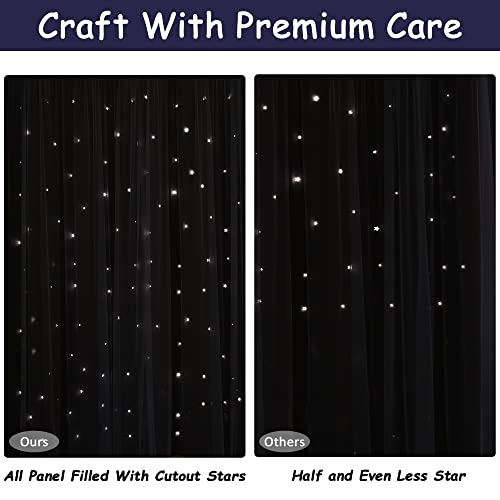Kinryb 95" Long Star Curtains Navy Voile Overlay 2 Layer Grommet Star Cut-Out Curtains For Bedroom 2 Panels Window Curtain For Kids Room/Living Room/Bedroom 2 Panels Navy Blue 52" W X 95" L #TOP5
