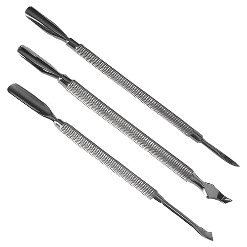 FRCOLOR 3pcs Stainless Steel Cuticle Pusher for Nail Care Professional Nail Art Tools Double-end Nail Polish Cleaner