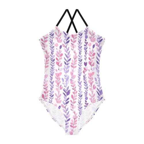 Lavender Flowers Girls One Piece Swimsuits Quick Dry Beach Swimwear Bathing Suit