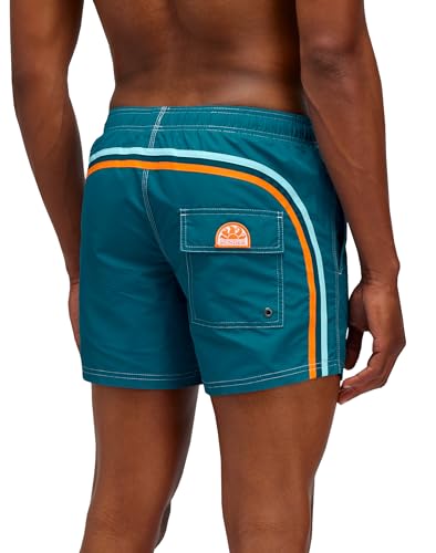 SUNDEK Bañador para Hombre con Cintura elástica, 35,5 cm, Longitud 12,7 cm de Entrepierna, 01203 - Teal 03, X-Large