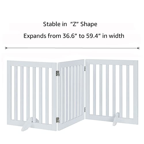 unipaws Freestanding Wooden Dog Gate, Foldable Pet Gate with 2PCS Support Feet Dog Barrier Indoor Pet Gate Panels for… - Image 7