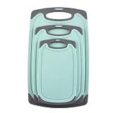 FLYINGSEA Cutting Boards For Kitchen, Anti-Skid Eco-Wheat Straw Vegetable Board Set (3 Pcs), Dishwasher Safe (Light green)