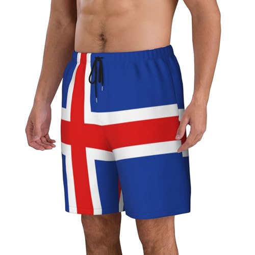 Flag of Iceland Men Beach Pants â€“ Swim Trunks for Men,Quick-Dry and Comfortable, Suitable for Beach, Surf, and Everyday Wear Black2