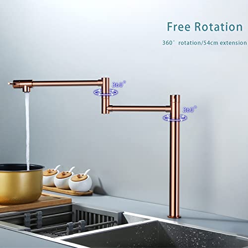 Robinet de cuisine avec robinet à bras pivotant or rose double articulation - 4